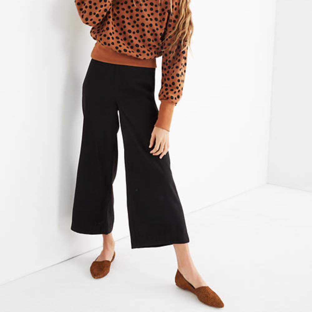 Madewell Black Huston Wide-Leg Crop Pants